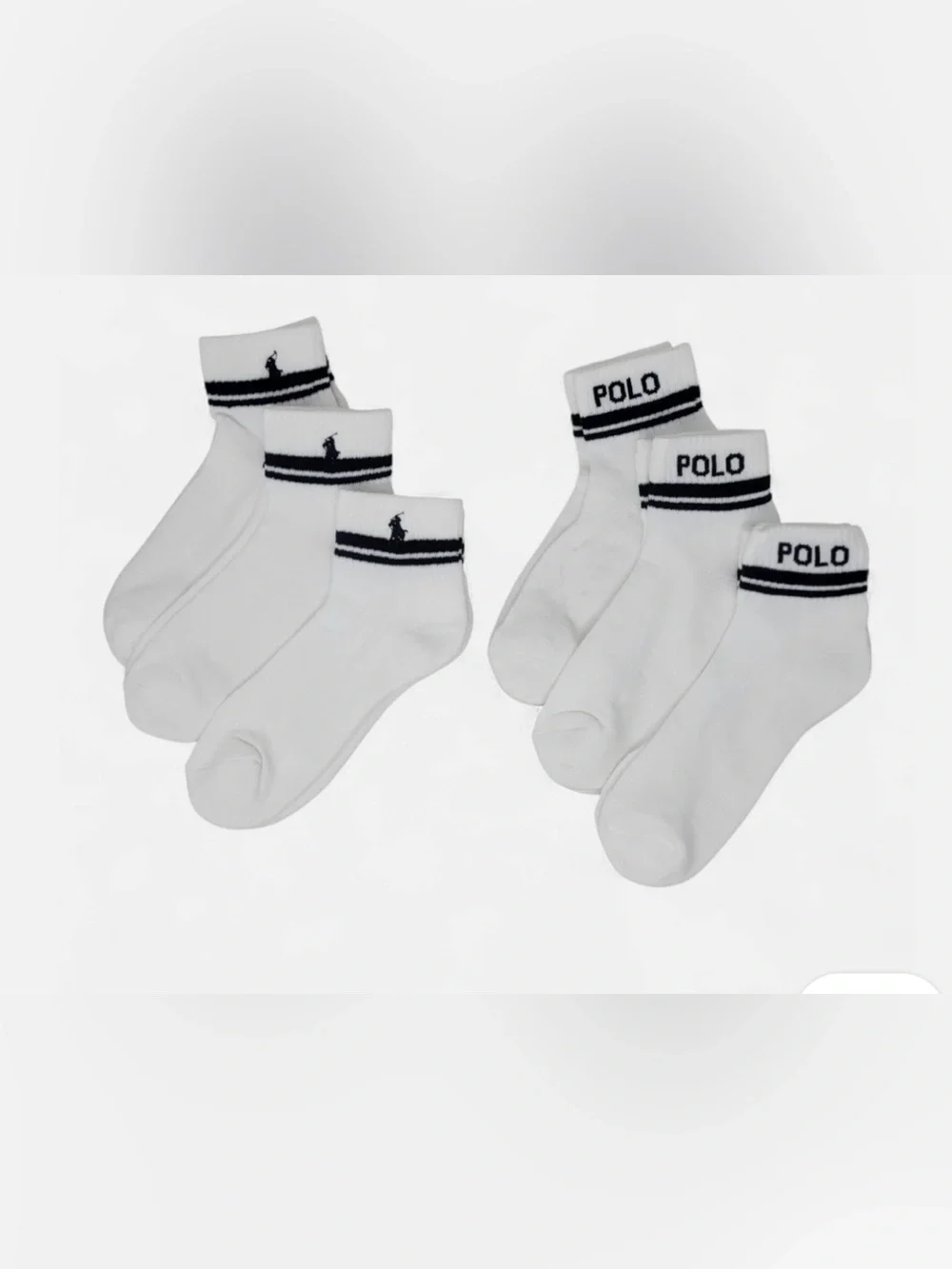 Polo by Ralph Lauren White Crew Athletic Socks 6 Pack, Size 4-10.5.